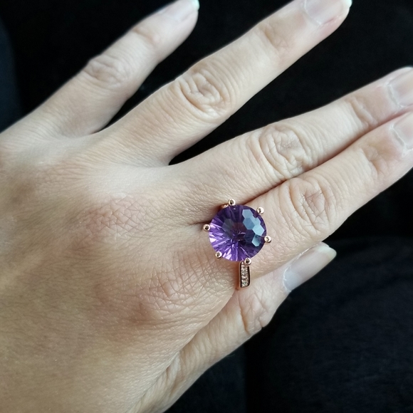 🔥LAST 1🔥NEW STUNNING ROSE GOLD PLATED AMETHYST RING - Picture 15 of 16